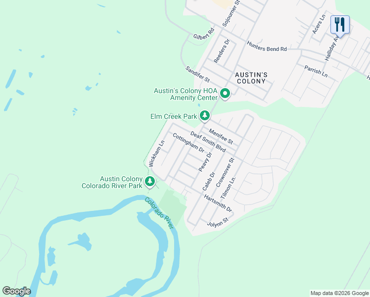 map of restaurants, bars, coffee shops, grocery stores, and more near 3405 Etheredge Drive in Austin