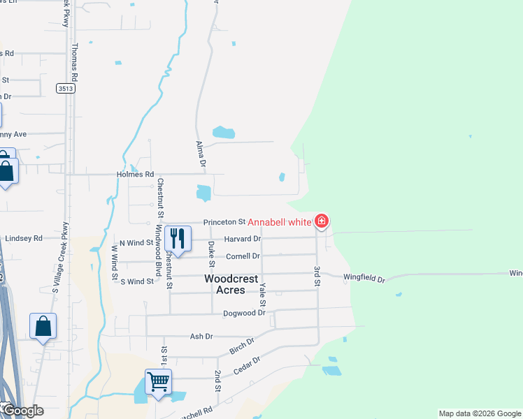 map of restaurants, bars, coffee shops, grocery stores, and more near 8799 Princeton Street in Lumberton