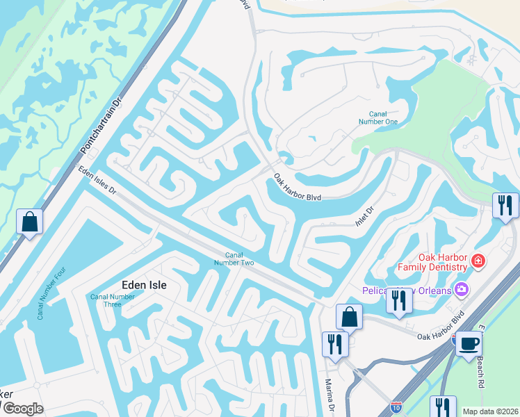 map of restaurants, bars, coffee shops, grocery stores, and more near 120 Lighthouse Point in Slidell