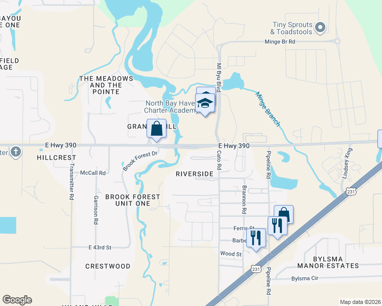 map of restaurants, bars, coffee shops, grocery stores, and more near 4007 Oak Forest Drive in Panama City