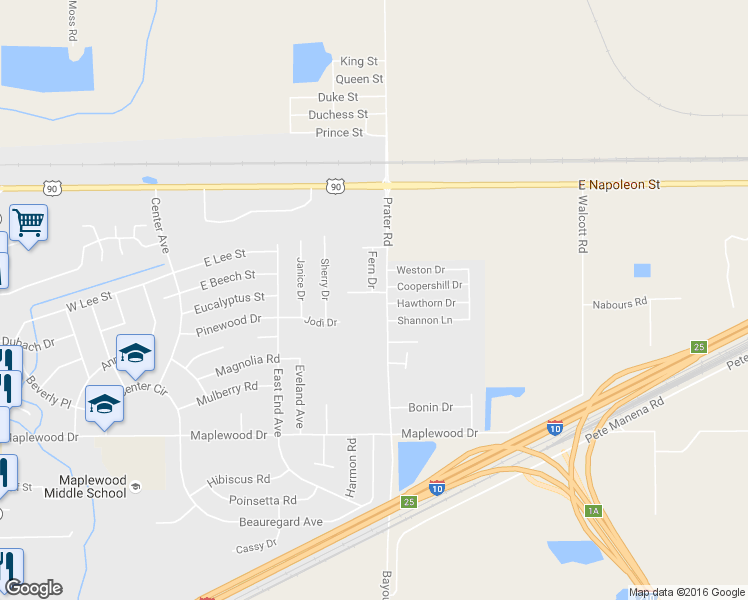 map of restaurants, bars, coffee shops, grocery stores, and more near 5028 Mandy Dr in Sulphur