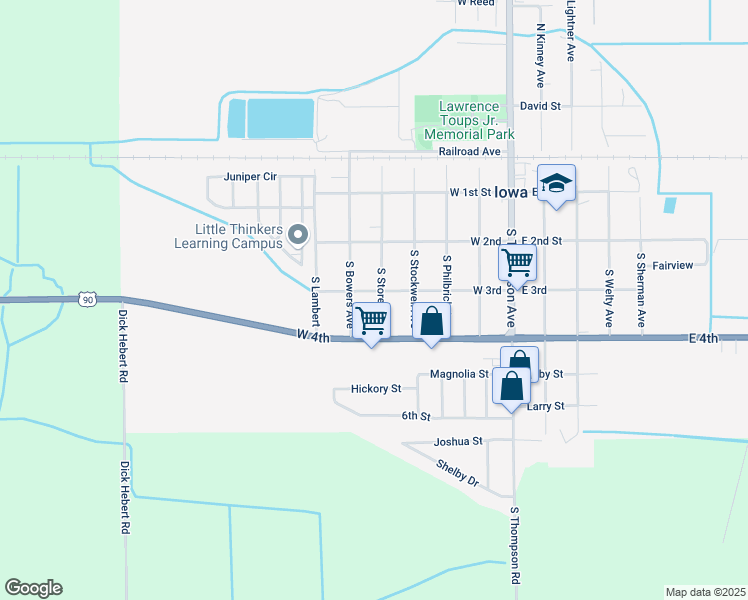 map of restaurants, bars, coffee shops, grocery stores, and more near 404 South Storer Avenue in Iowa