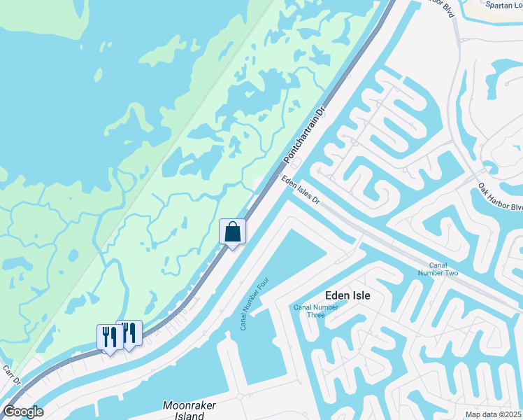 map of restaurants, bars, coffee shops, grocery stores, and more near 152 Moonraker Drive in Slidell