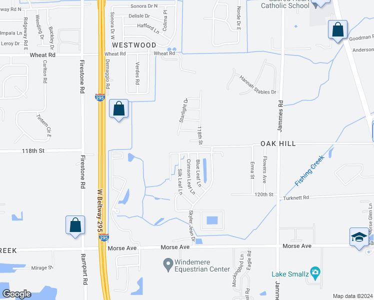 map of restaurants, bars, coffee shops, grocery stores, and more near 6781 Southern Oaks Drive in Jacksonville