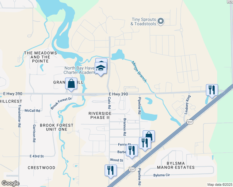 map of restaurants, bars, coffee shops, grocery stores, and more near 4121 County Road 390 in Panama City