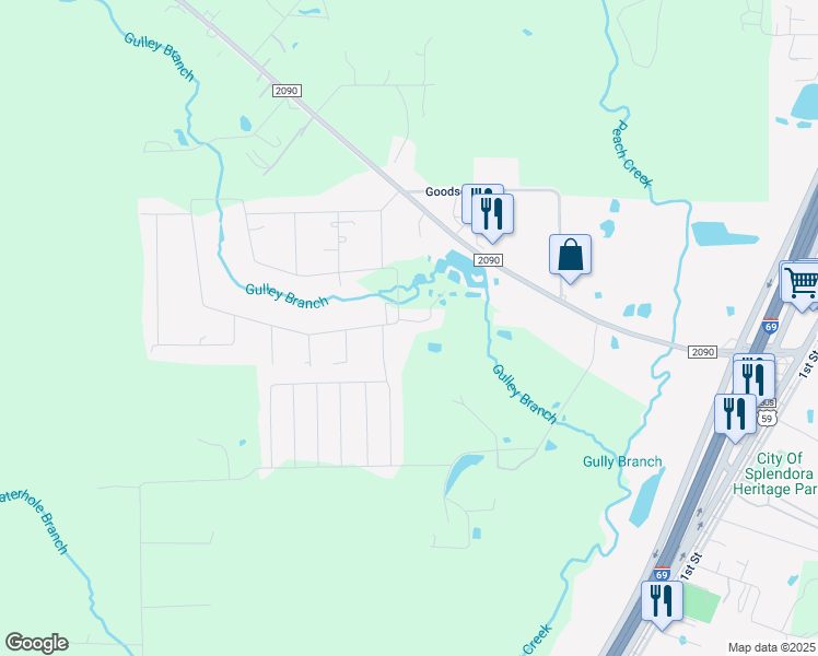 map of restaurants, bars, coffee shops, grocery stores, and more near 25001 Lakeshore Drive in Splendora
