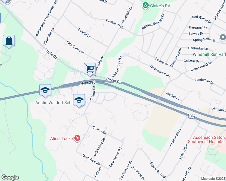 map of restaurants, bars, coffee shops, grocery stores, and more near 8712 Vantage Point Drive in Austin