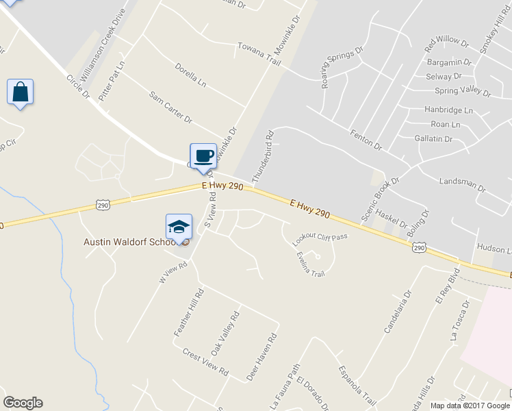 map of restaurants, bars, coffee shops, grocery stores, and more near 8712 Vantage Point Drive in Austin