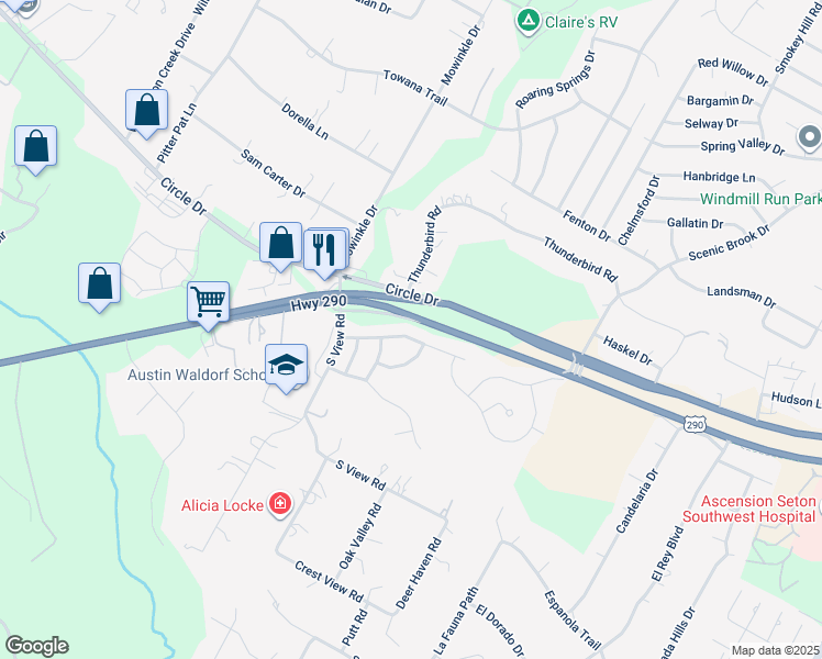 map of restaurants, bars, coffee shops, grocery stores, and more near 8712 Vantage Point Drive in Austin