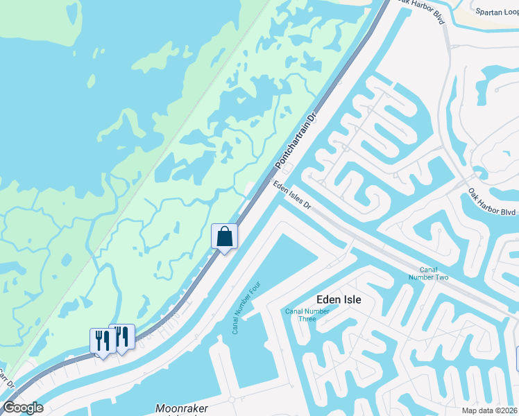 map of restaurants, bars, coffee shops, grocery stores, and more near 4610 Pontchartrain Drive in Slidell