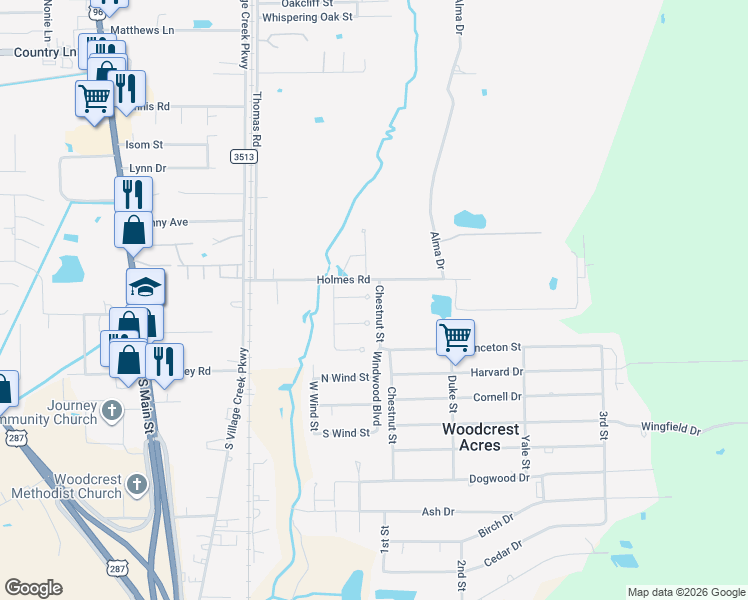 map of restaurants, bars, coffee shops, grocery stores, and more near 107 Kipper’s Court in Lumberton