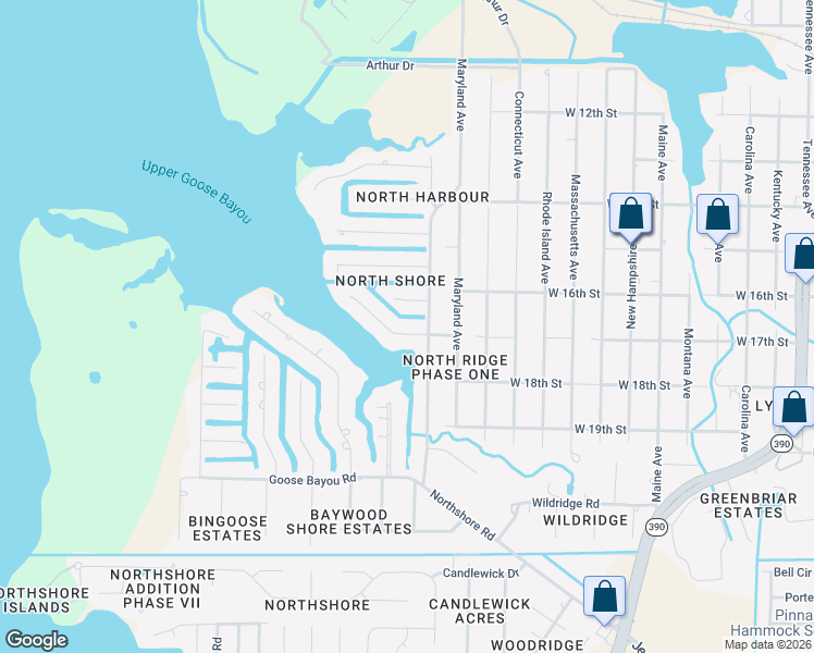 map of restaurants, bars, coffee shops, grocery stores, and more near 632 Driftwood Drive in Lynn Haven