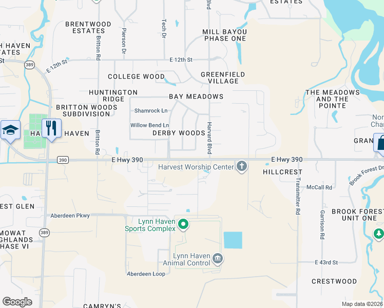 map of restaurants, bars, coffee shops, grocery stores, and more near 1609 Santa Anita Drive in Lynn Haven