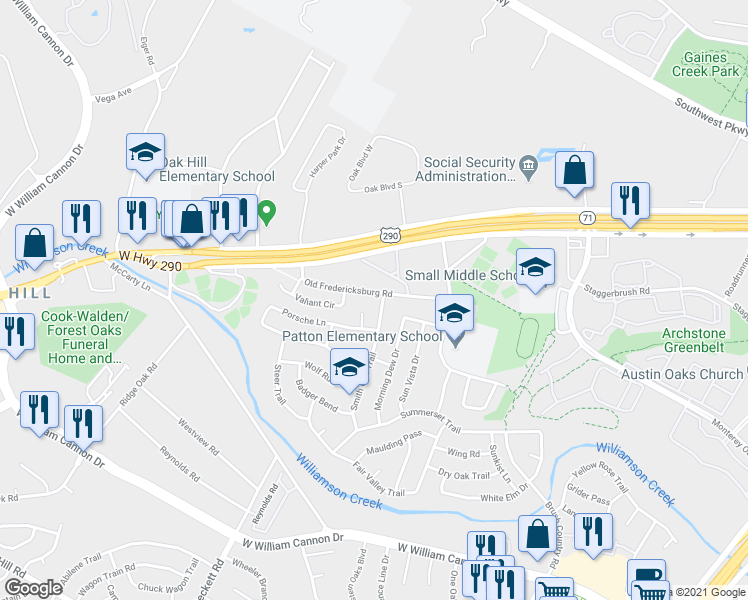 map of restaurants, bars, coffee shops, grocery stores, and more near 6029 Old Fredericksburg Road in Austin