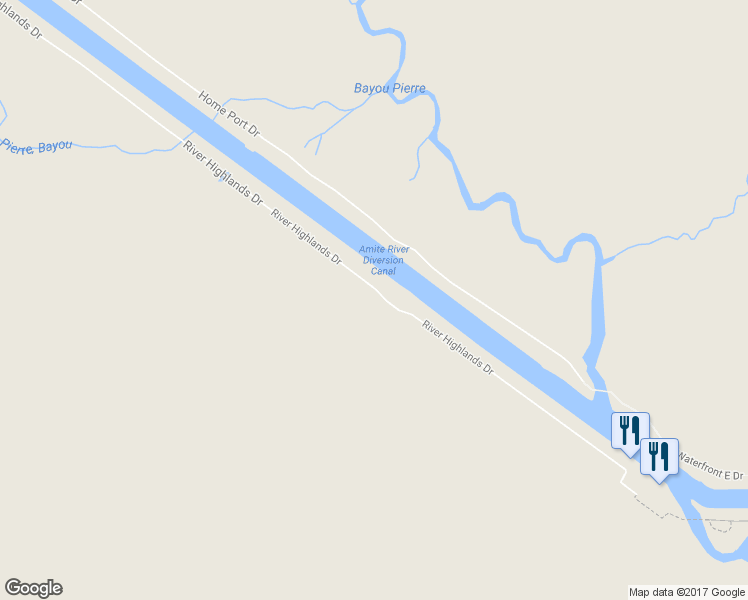 map of restaurants, bars, coffee shops, grocery stores, and more near 11569 River Highlands Drive in Saint Amant
