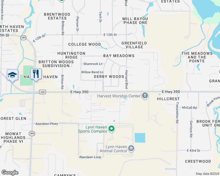 map of restaurants, bars, coffee shops, grocery stores, and more near 1623 Santa Anita Drive in Lynn Haven