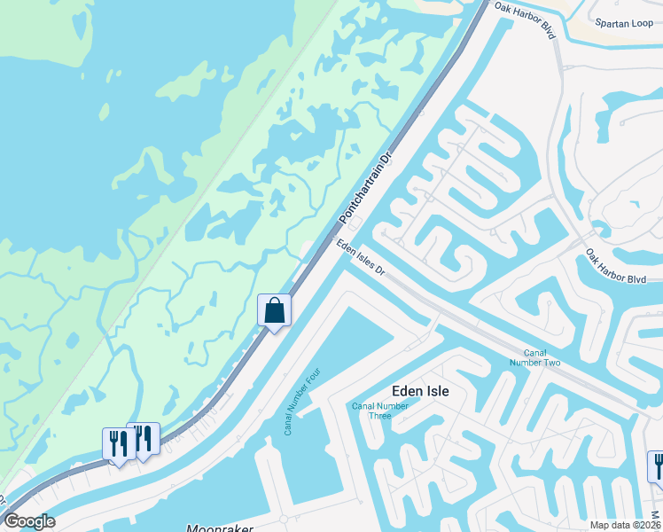 map of restaurants, bars, coffee shops, grocery stores, and more near 4610 Pontchartrain Dr in Slidell