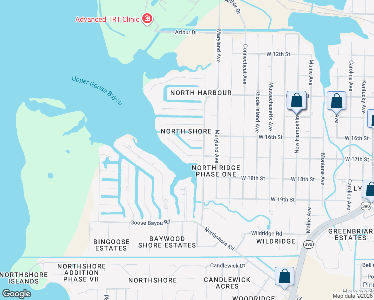map of restaurants, bars, coffee shops, grocery stores, and more near 700 Driftwood Drive in Lynn Haven