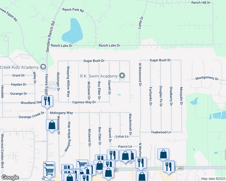 map of restaurants, bars, coffee shops, grocery stores, and more near 5923 Dorsey Drive in Magnolia