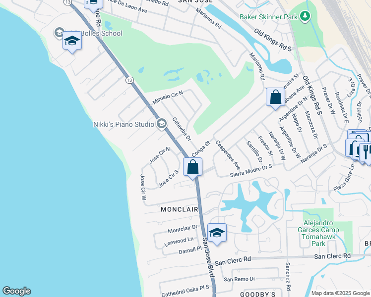 map of restaurants, bars, coffee shops, grocery stores, and more near 8043 San Jose Boulevard in Jacksonville