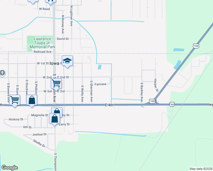 map of restaurants, bars, coffee shops, grocery stores, and more near 608 Fairview in Iowa