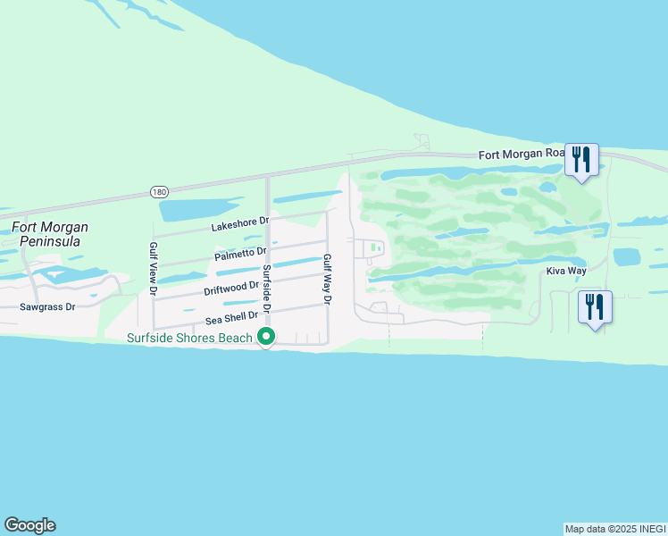 map of restaurants, bars, coffee shops, grocery stores, and more near 692 Gulf Way Drive in Gulf Shores
