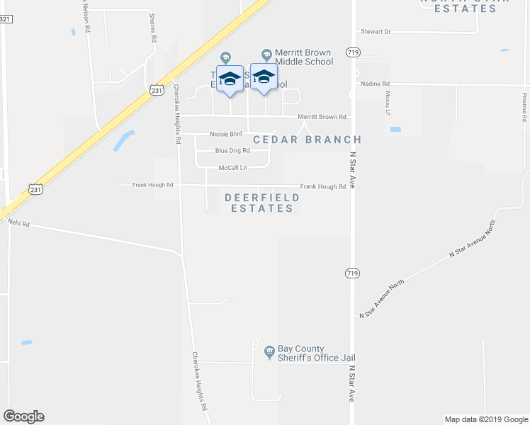 map of restaurants, bars, coffee shops, grocery stores, and more near 4704 Deerfield Drive in Panama City