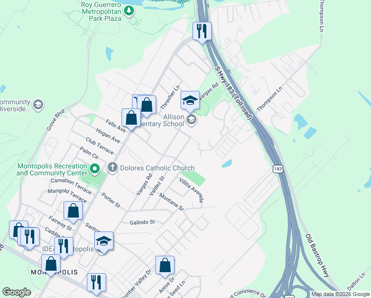 map of restaurants, bars, coffee shops, grocery stores, and more near 711 Valdez Street in Austin