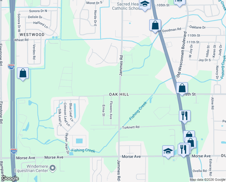 map of restaurants, bars, coffee shops, grocery stores, and more near 6415 118th Street in Jacksonville
