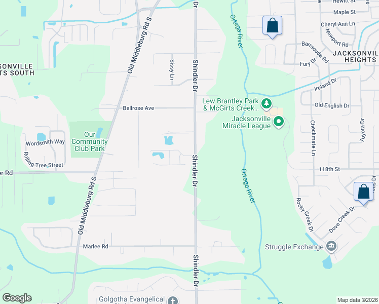 map of restaurants, bars, coffee shops, grocery stores, and more near 8806 Weston Living Way in Jacksonville