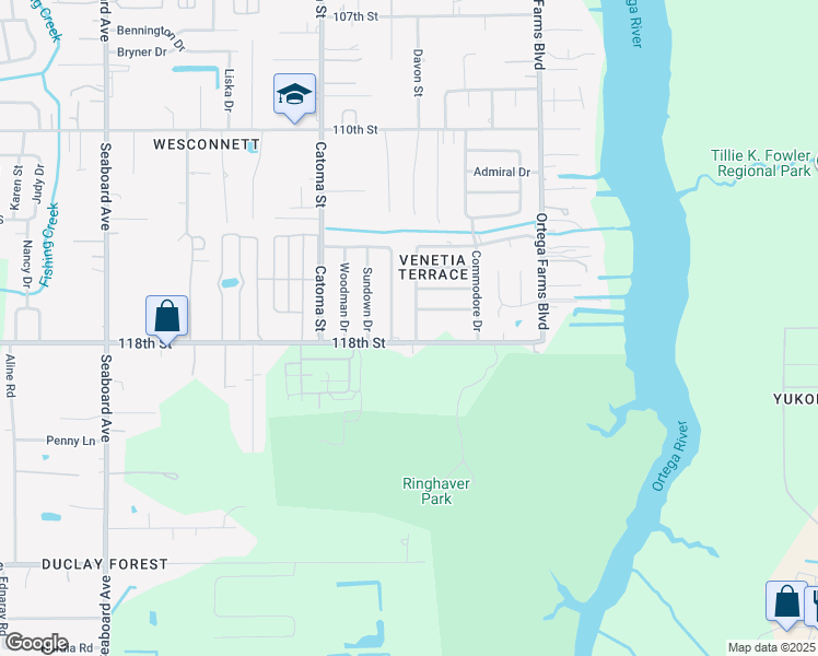 map of restaurants, bars, coffee shops, grocery stores, and more near 6350 West Pennant Drive in Jacksonville