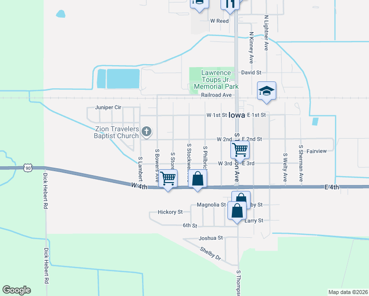 map of restaurants, bars, coffee shops, grocery stores, and more near 310 South Stockwell Avenue in Iowa