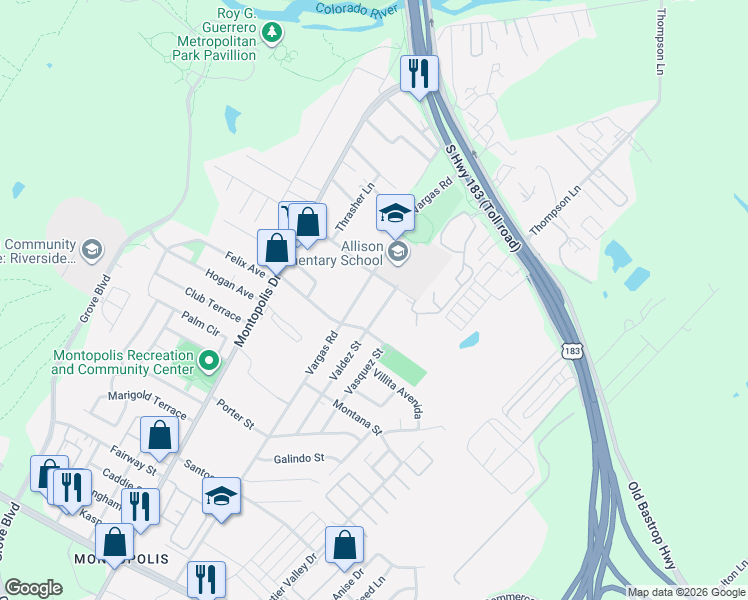 map of restaurants, bars, coffee shops, grocery stores, and more near 711 Valdez Street in Austin