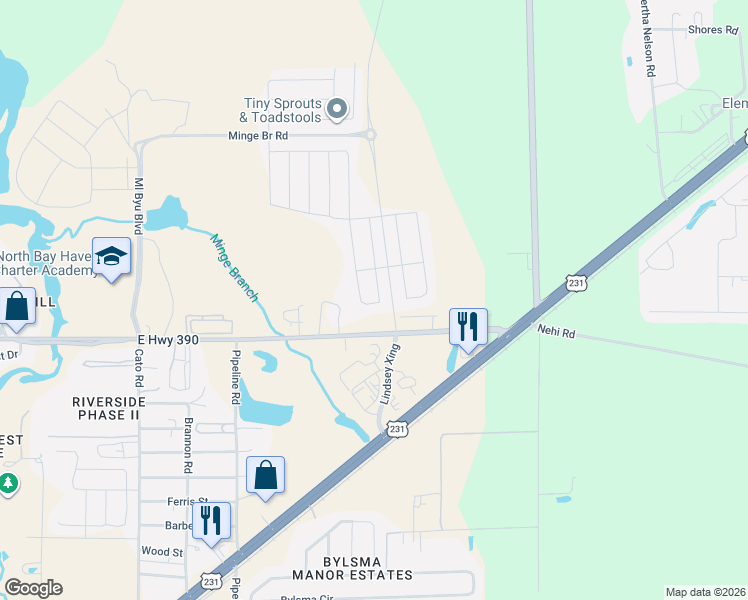 map of restaurants, bars, coffee shops, grocery stores, and more near 4881-4883 East Highway 390 in Panama City