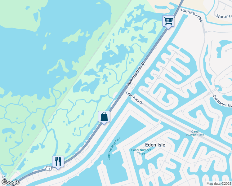 map of restaurants, bars, coffee shops, grocery stores, and more near 4601 Pontchartrain Drive in Slidell