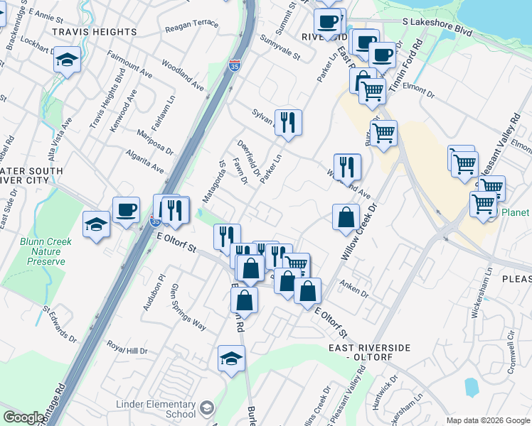 map of restaurants, bars, coffee shops, grocery stores, and more near 1908 Cedar Ridge Drive in Austin