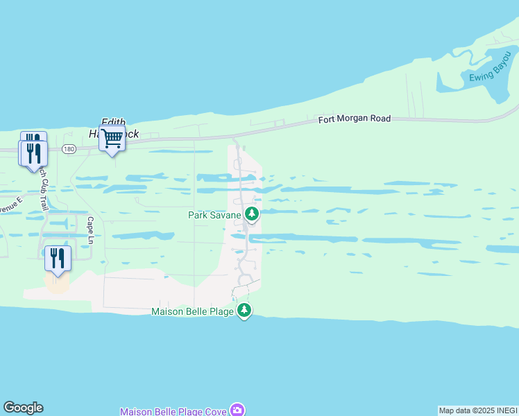 map of restaurants, bars, coffee shops, grocery stores, and more near 9354 Lorrain Court in Gulf Shores