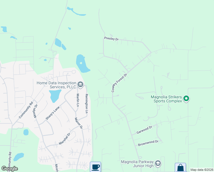 map of restaurants, bars, coffee shops, grocery stores, and more near 11911 Omar Drive in Magnolia