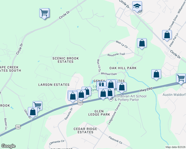 map of restaurants, bars, coffee shops, grocery stores, and more near 10026 Michael Dale in Austin