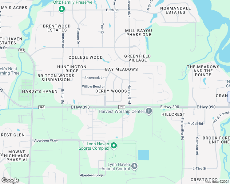 map of restaurants, bars, coffee shops, grocery stores, and more near 1523 Bluegrass Lane in Lynn Haven