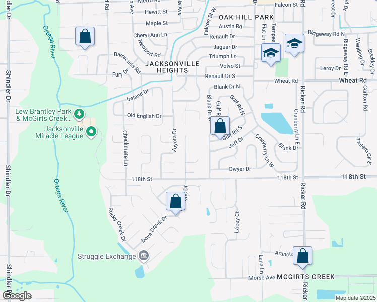map of restaurants, bars, coffee shops, grocery stores, and more near 6269 Dickens Drive in Jacksonville