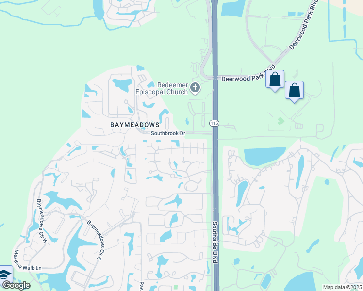 map of restaurants, bars, coffee shops, grocery stores, and more near 231 7632-1 Southside Service Ap in Jacksonville