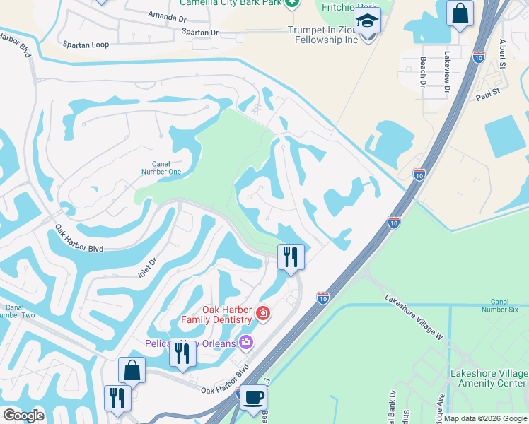 map of restaurants, bars, coffee shops, grocery stores, and more near 337 Palmer Court in Slidell