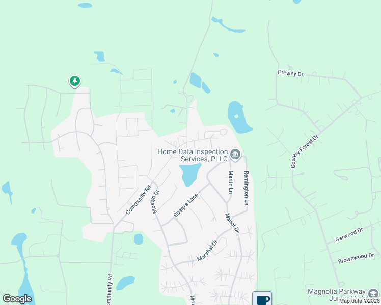 map of restaurants, bars, coffee shops, grocery stores, and more near 41040 Community Road in Magnolia