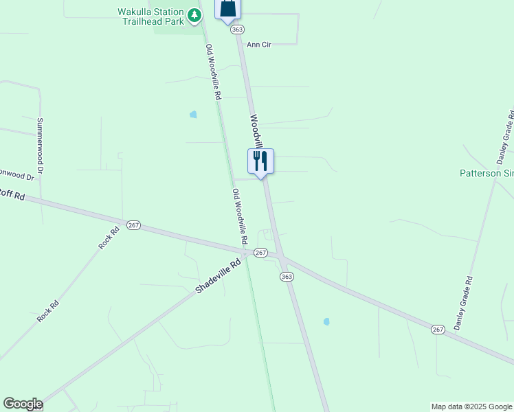 map of restaurants, bars, coffee shops, grocery stores, and more near 918 Woodville Highway in Crawfordville