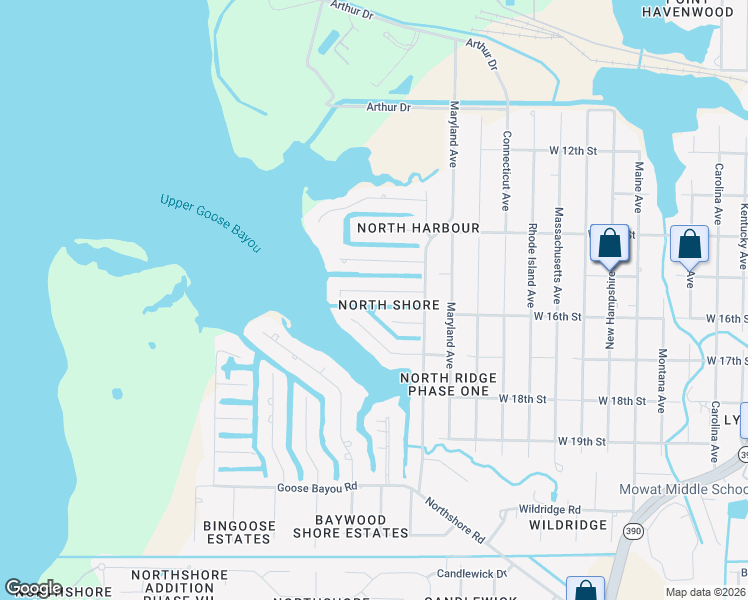 map of restaurants, bars, coffee shops, grocery stores, and more near 713 Beachcomber Drive in Lynn Haven