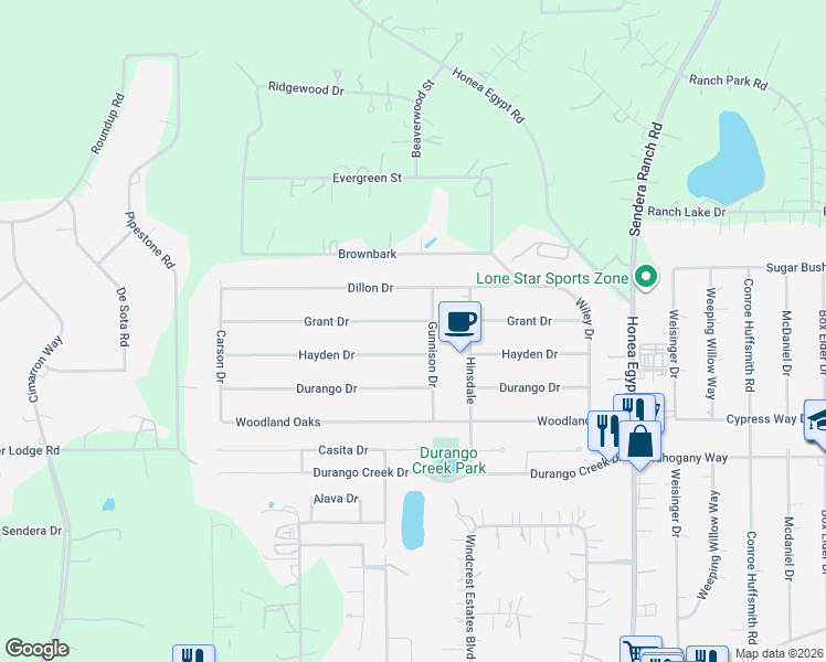 map of restaurants, bars, coffee shops, grocery stores, and more near 6703 Grant Drive in Magnolia