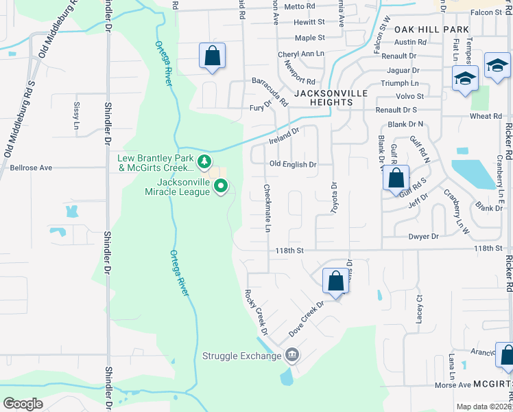 map of restaurants, bars, coffee shops, grocery stores, and more near 8368 Kipling Court in Jacksonville