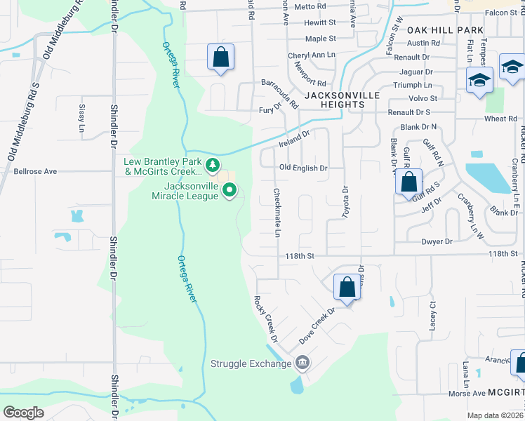 map of restaurants, bars, coffee shops, grocery stores, and more near 8368 Kipling Court in Jacksonville