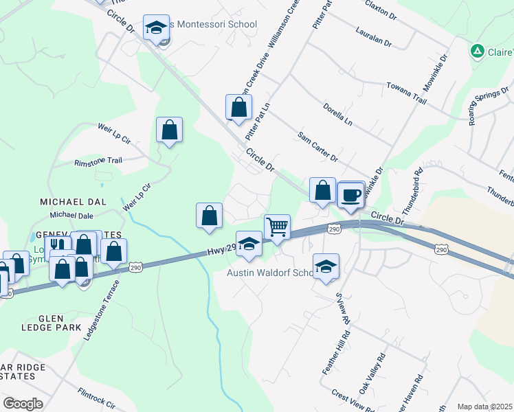 map of restaurants, bars, coffee shops, grocery stores, and more near 8800 U.S. 290 in Austin